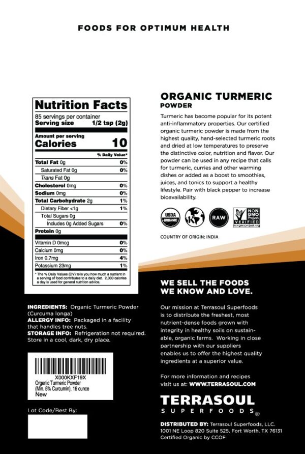 Terrasoul Superfoods Organic Turmeric Powder - Image 3